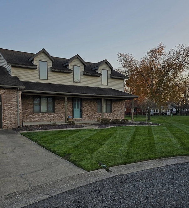 Freshly mowed lawn with crisp mowing stripes